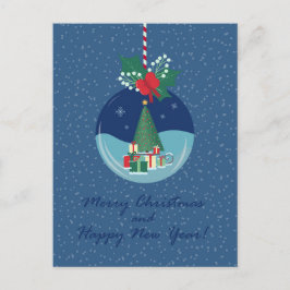 Merry Christmas Ornament Card with Tree and Gifts Feestdagenkaart