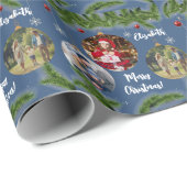 Merry Christmas Ornament Custom Gezicht Sneeuwvlok Cadeaupapier (Rol Hoek)