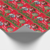 Merry Christmas Ornament Custom Sneeuwvlok Rood Cadeaupapier (Hoek)