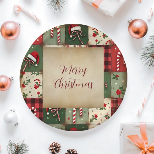 Merry Christmas Patchwork Vakantiepapier Bord