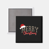 Merry Christmas Pattern Xmas Leopard Family Cute W Magneet (Voorkant / Achterkant)