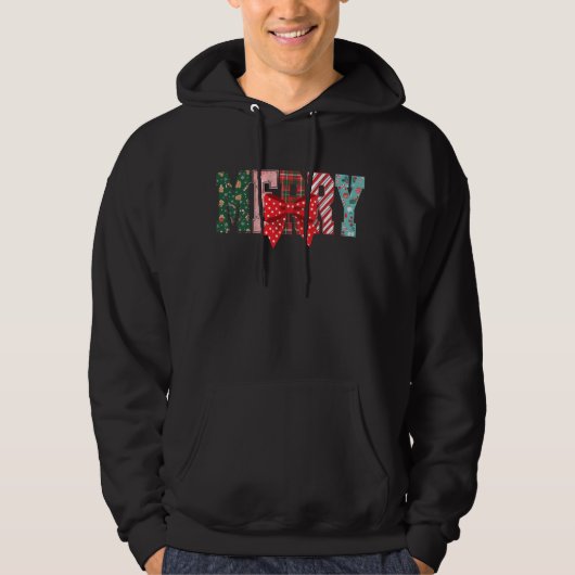 Merry Christmas patterns red bow Hoodie (Voorkant)