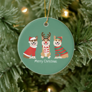 Merry Christmas Pembroke Welsh Corgi Dogs Keramisch Ornament