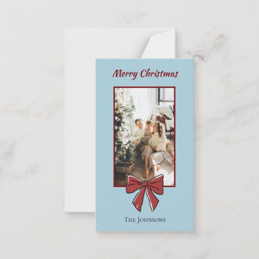 Merry Christmas Personalized Note Card | Red Bow Notitiekaartje (Voorkant)