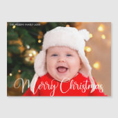 Merry Christmas Photo White Script Magnet Kaart (Voorkant)