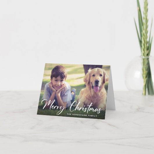Merry Christmas Photo Your Childs Artwork Feestdagen Kaart (Voorkant)