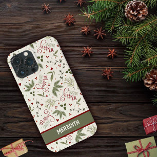 Merry Christmas Pine Berry Inspirivity Naam iPhone 13 Pro Max Hoesje
