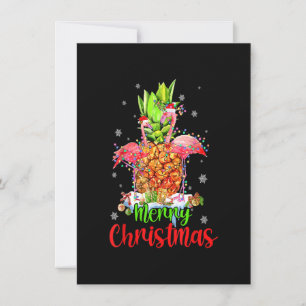 Merry Christmas Pineapple Flamingo Funny Xmas Kaart