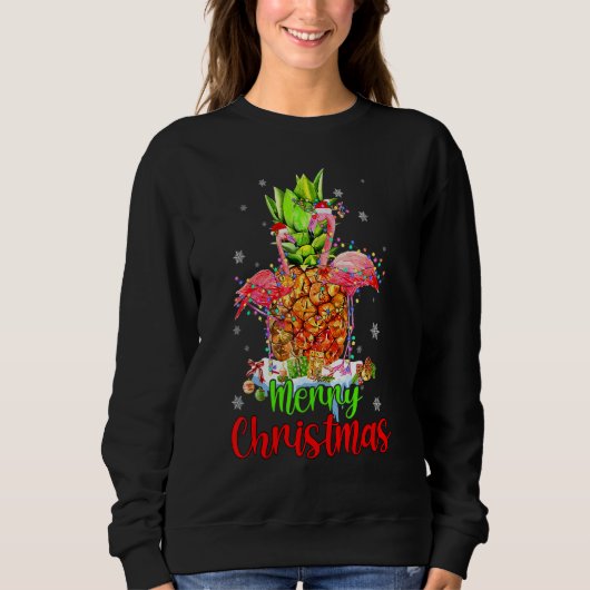 Merry Christmas Pineapple Flamingo Xmas Trui (Voorkant)
