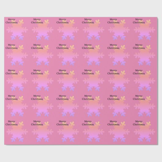 Merry Christmas Pink Gold Snowflake Patterns 2025 Cadeaupapier (Vlak)