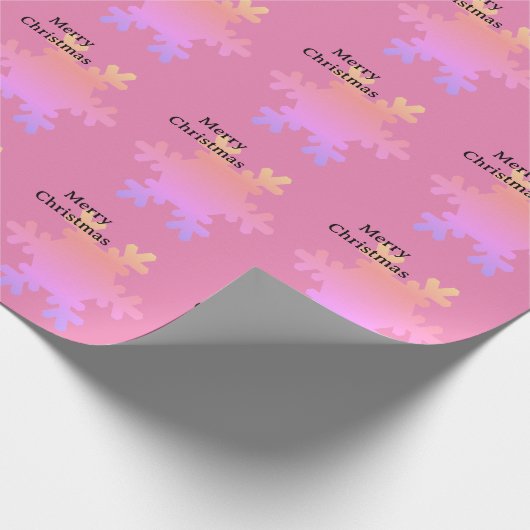Merry Christmas Pink Gold Snowflake Patterns 2025 Cadeaupapier (Hoek)