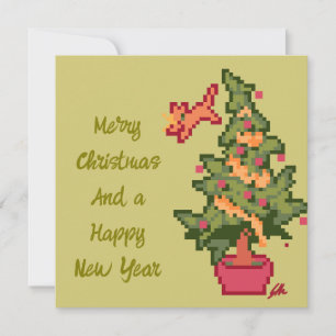 Merry Christmas, pixel art, pixelart Feestdagenkaart