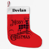 Merry Christmas Plaid Deer Kleine Kerstsok (Voorkant)