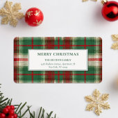 Merry Christmas Plaid Holiday Return Address Label