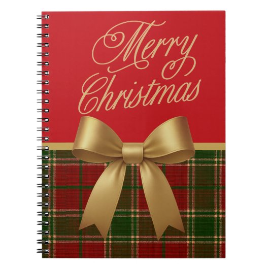 Merry Christmas Plaid Spiral Notebook Notitieboek (Voorkant)