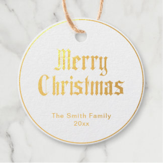 Merry Christmas poinsettia Folie Gift Label