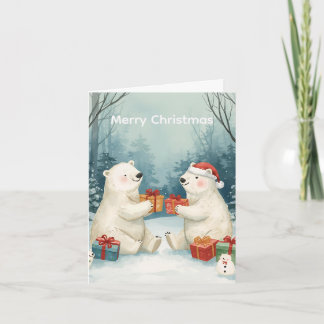 Merry Christmas Polar Bear Presents Christmas Card Feestdagen Kaart