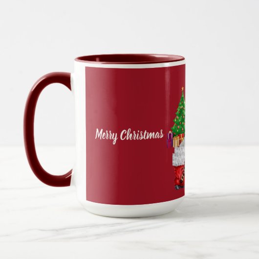 Merry Christmas Poodle Red Coffee Mok (Links)