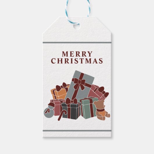 MERRY CHRISTMAS, pool van cadeautjes - Labels met  Cadeaulabel (Voorkant)