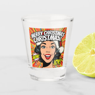 Merry Christmas Pop Art Shot Glass Shot Glas