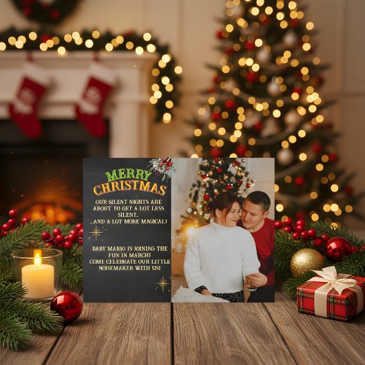 Merry Christmas Pregnancy Chalkboard Invitation