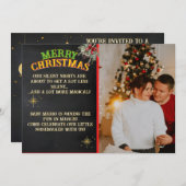 Merry Christmas Pregnancy Chalkboard Invitation (Devant / Derrière)