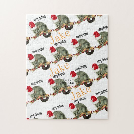 Merry Christmas Puzzle Christmas Opossum (Vertical)