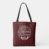 Merry Christmas Red & Black Buffalo Plaid Custom Draagtas (Achterkant)