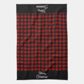 Merry Christmas Red & Black Buffalo Plaid Theedoek (Verticaal)