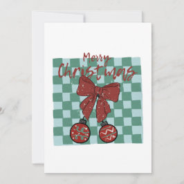 Merry Christmas Red Bow Ornaments Design Kaart