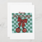 Merry Christmas Red Bow Ornaments Design Kaart (Voorkant / Achterkant)