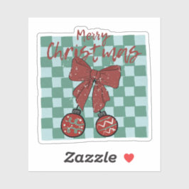 Merry Christmas Red Bow Ornaments Design Sticker