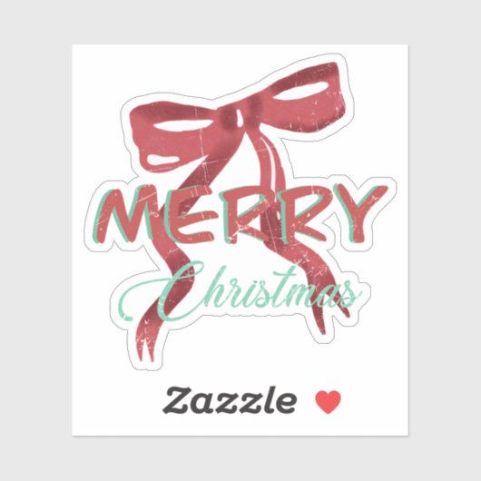 Merry Christmas Red Bow Sticker (Feuille)