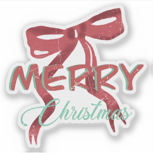 Merry Christmas Red Bow Sticker (Devant)