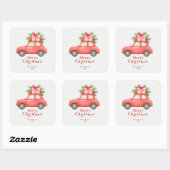 Merry Christmas Red Car – Personalized Holiday Vierkante Sticker (Vel)