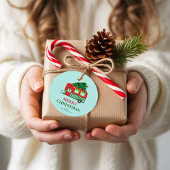 Merry Christmas Red Caravan Christmas Tree Custom Bedankjes Labels