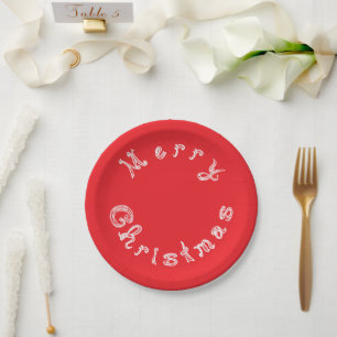 Merry Christmas Red Fabric Font Wit Papieren Bordje