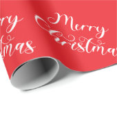 Merry Christmas Red Gift Wrapping Paper Cadeaupapier (Rol Hoek)