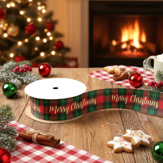 Merry Christmas Red Green Plaid Tartan Gift Lint