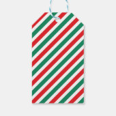 Merry Christmas Red Green Stripes Cadeau Label Cadeaulabel (Achterkant)