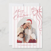 Merry Christmas Red Hand Drawn Bow Feestdagenkaart (Voorkant)