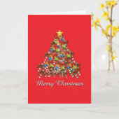 Merry Christmas Red Holiday   Kaart (Gele Bloem)