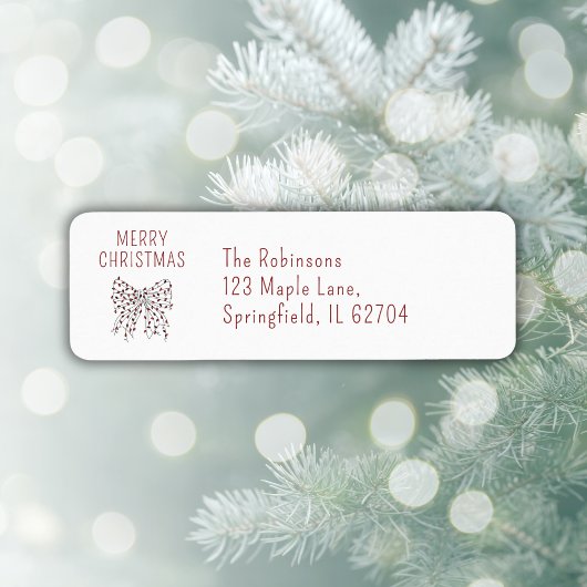 Merry Christmas Red Light String Bow Minimal Etiket