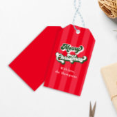 Merry Christmas Red Retro Typografie Cadeaulabel