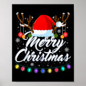 Merry Christmas Red Santa Hat Reindeer Xmas Matchi Poster (Voorkant)