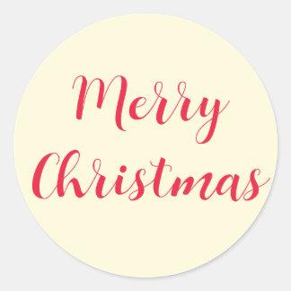 Merry Christmas Red Script Cream Eenvoudig Ronde Sticker