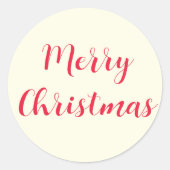 Merry Christmas Red Script Cream Eenvoudig Ronde Sticker (Voorkant)