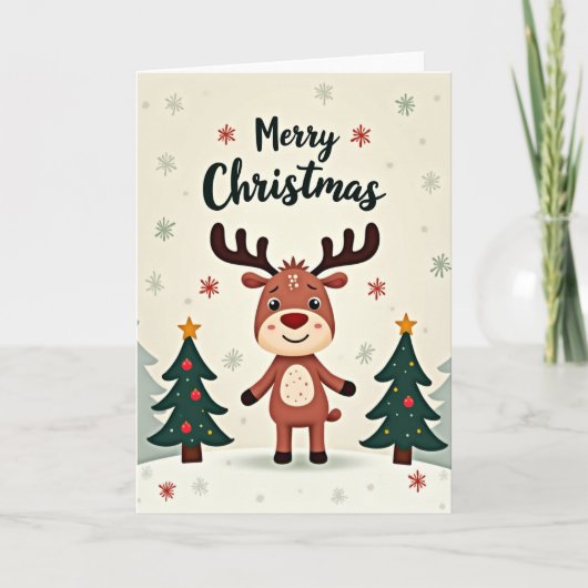 Merry Christmas Reindeer Card Kaart (Voorkant)