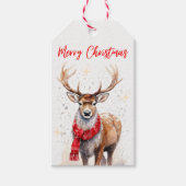 Merry Christmas Reindeer Gift Label Cadeaulabel (Voorkant)