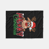 Merry Christmas Reindeer Men Women Family Matching Fleece Deken (Voorkant (Horizontaal))